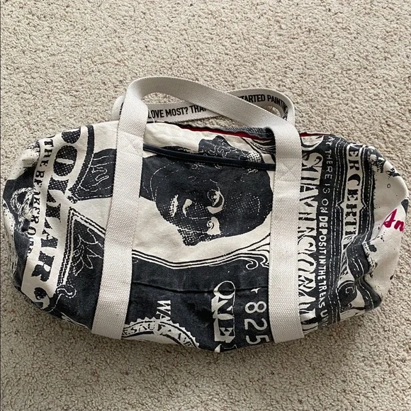 Andy Warhol Dollar Bill Duffel. White straps. - Picture 4 of 15